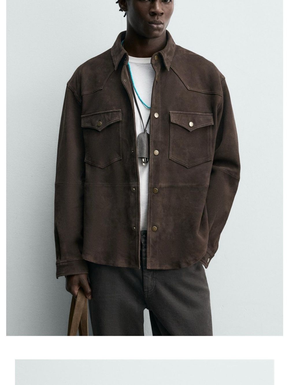 Zara Dark Brown Suede Overshirt
